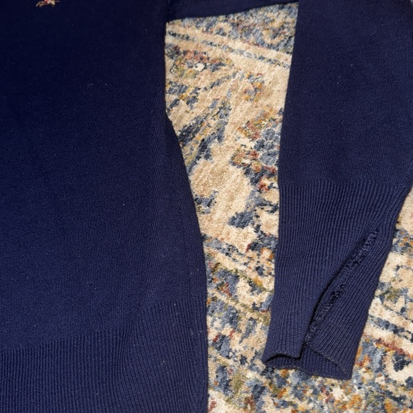 Vintage Steeplechase Navy V-Neck Long Sleeve Blank Logo Sweater MED - Picture 4 of 14